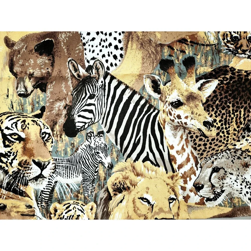 1 Yard Of Cotton Fabric Animals Lion Zebra Bear Leopard Giraffe Tiger Camel #03